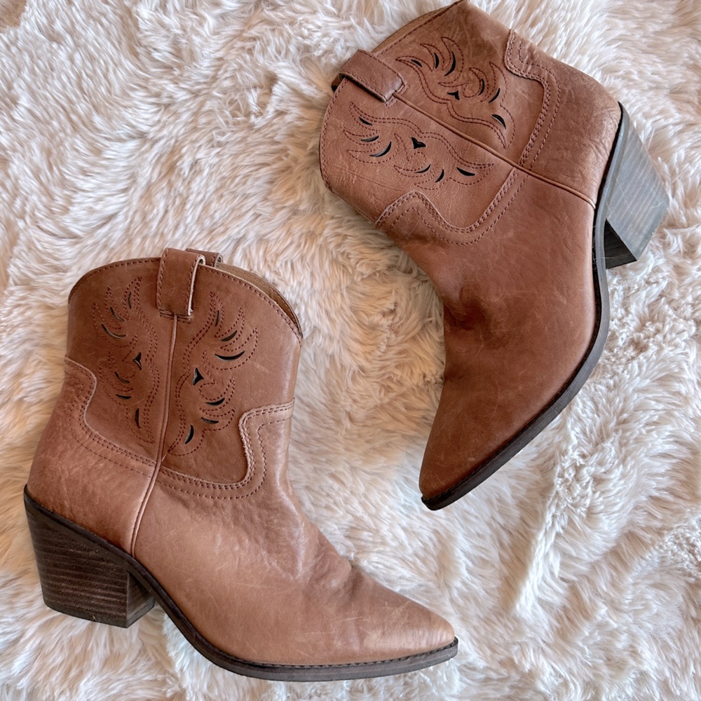 Lucky Brand Tan Western Bootie Stagecoach